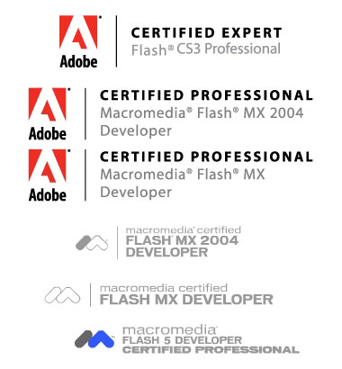 Adobe and Macromedia certified flash logos